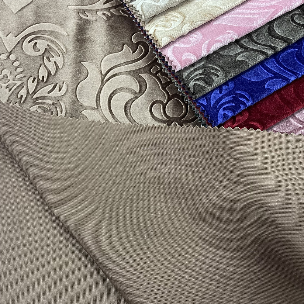 High Grade 3D Embossed Italian Velvet Soft Handfeeling Curtain Fabric 