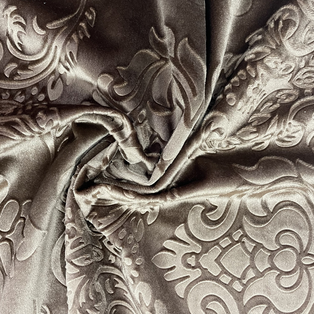 High Grade 3D Embossed Italian Velvet Soft Handfeeling Curtain Fabric 