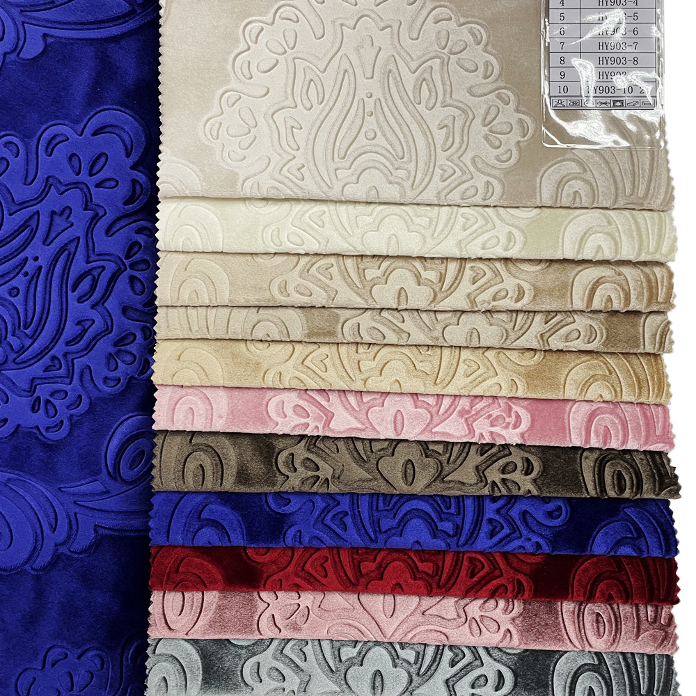 Classic European Style 3d Embossed Italian Velvet Fabric for Curtain