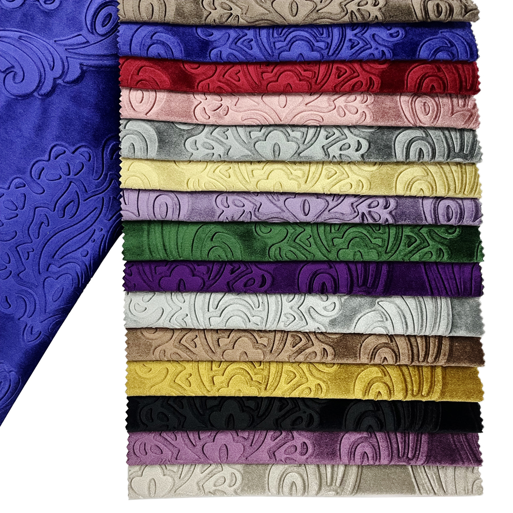 Classic European Style 3d Embossed Italian Velvet Fabric for Curtain