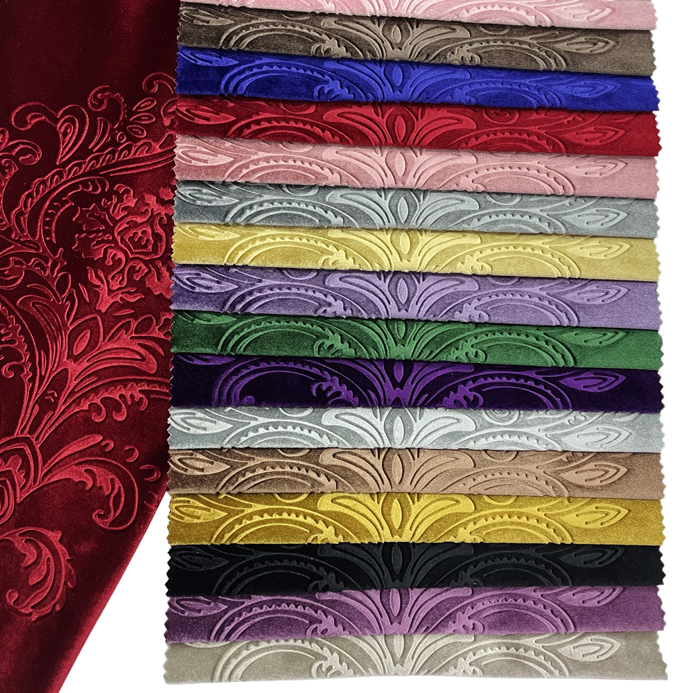 Polyester Luxury High Quality 3D Embossed Italian Velvet Fabric for Curtain