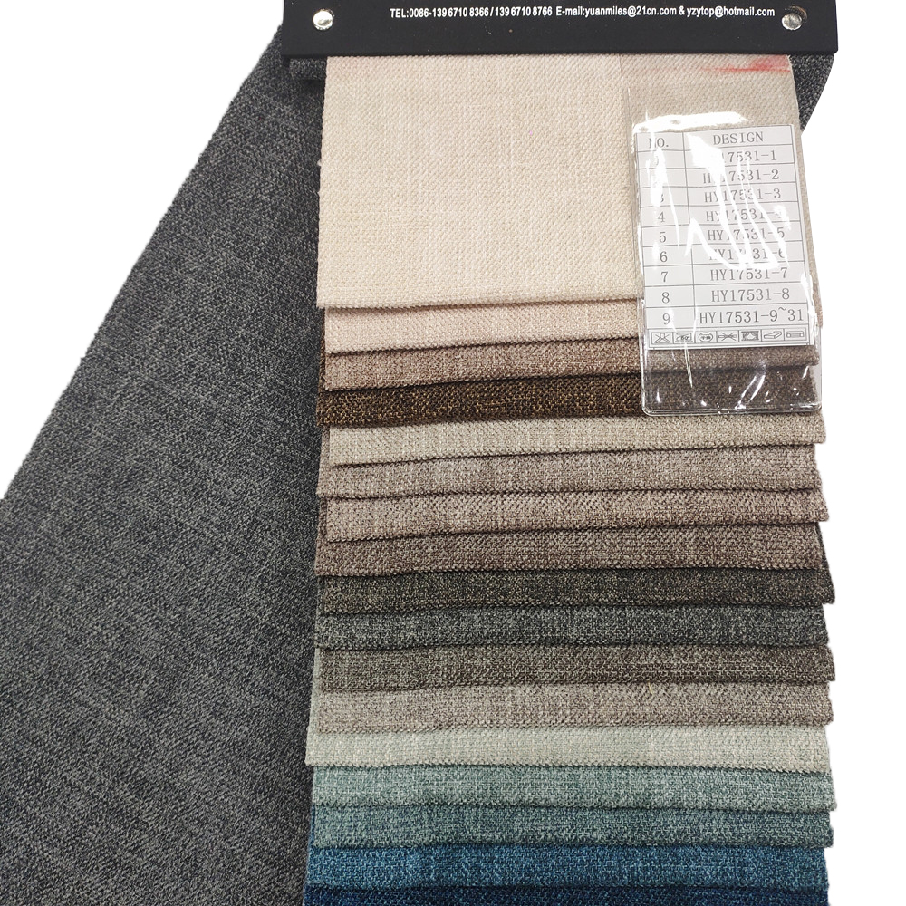 Plain Color Woven Polyester Chenille Linen Fabric for Sofa