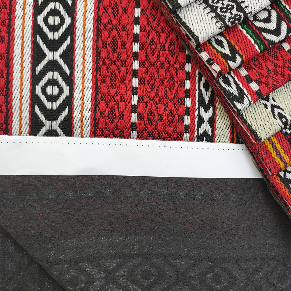 Arabic Style Red and Black Jacquard Sadu Fabric for Sofa Furniture Textile