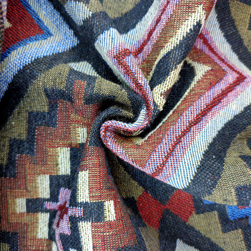 Multicolored Geometry Pattern Jacquard Upholstery Fabric for Sofa