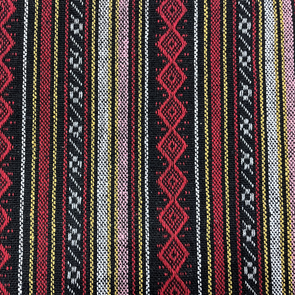 Classic Striped Ethnic Style Colorful Recycled Cotton Yarn Dyed Jacquard Clothing Fabric 